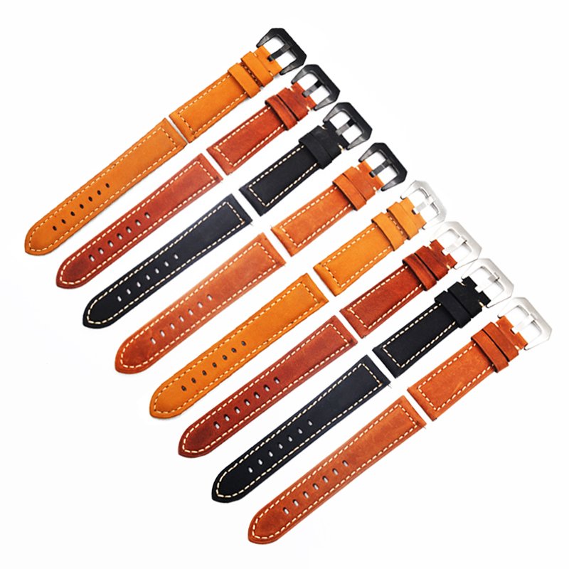 22 24 26 mm fashion matte surface calfskin upper grain quick release genuine leather watch strap for smart watch smart bracelet