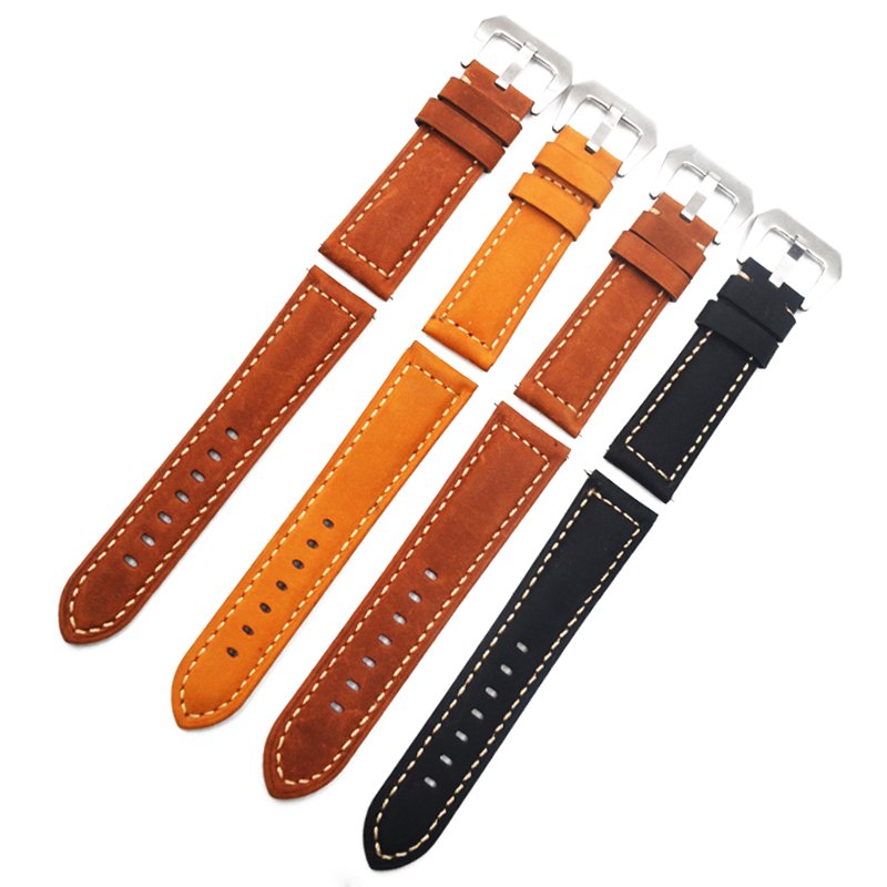 22 24 26 mm fashion matte surface calfskin upper grain quick release genuine leather watch strap for smart watch smart bracelet