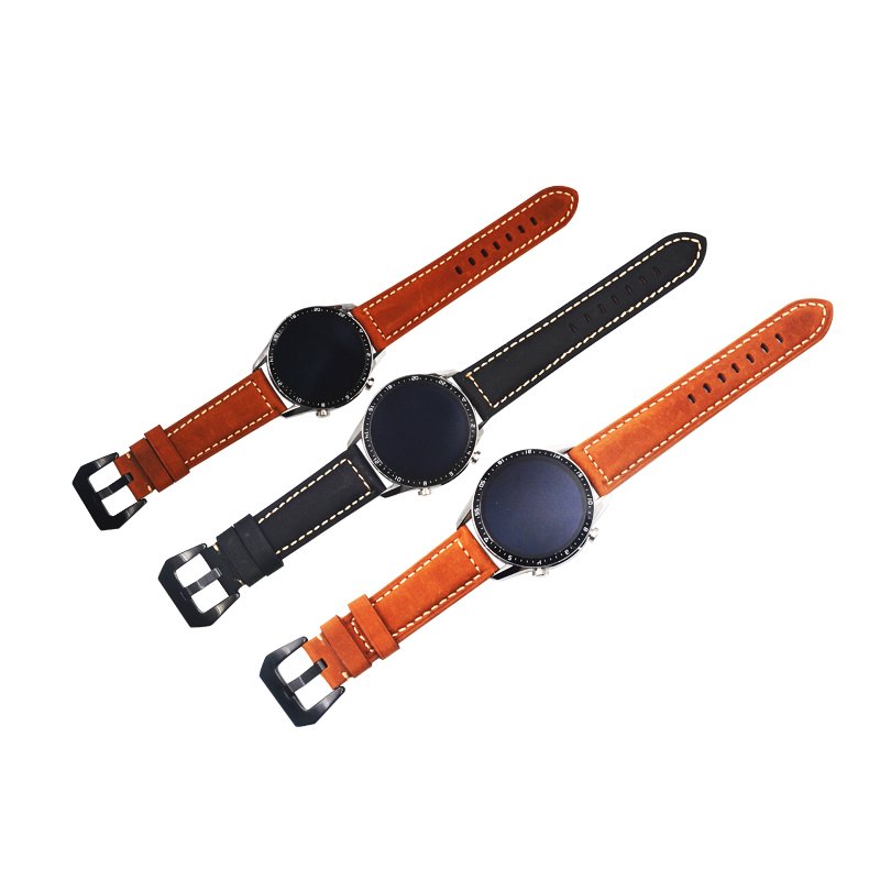22 24 26 mm fashion matte surface calfskin upper grain quick release genuine leather watch strap for smart watch smart bracelet
