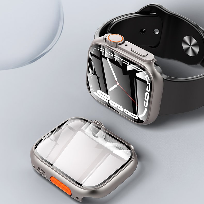 Modification Protector+PC Cover Refit Case Tempered Glass for iWatch 8 7 6 4 5 Upgrade For Ultra 49mm smart watch accessories