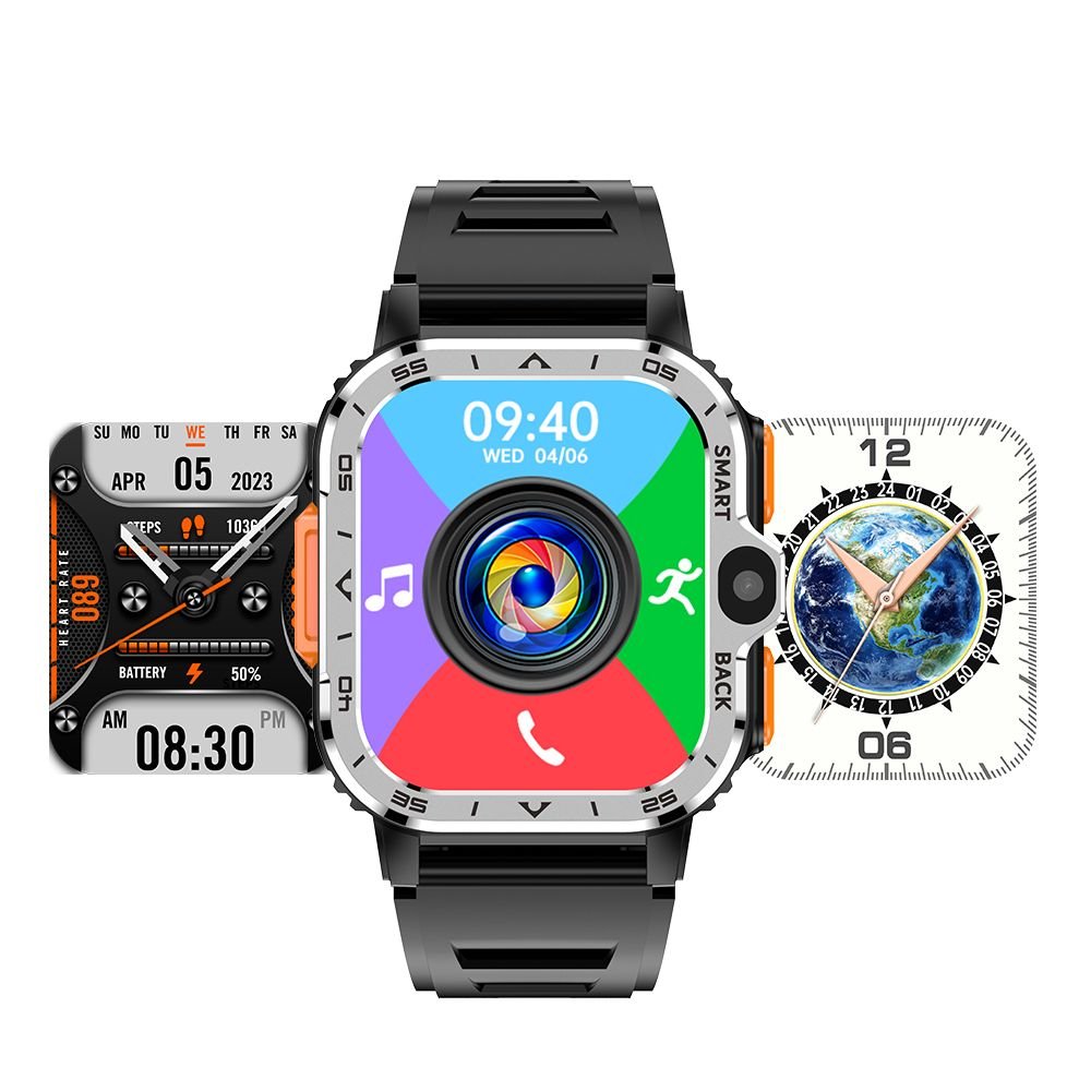 Android 4G SIM Smart Watch Dual Camera IP67 SOS Activity Tracker Music Calendar GPS Navigation AI Voice Assistant Dial Call
