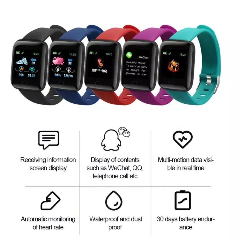 IP67 Waterproof 116 plus Smart phone watch 116plus Fitness Tracker Heart Rate Monitor Watches Smart Band bracelet D13