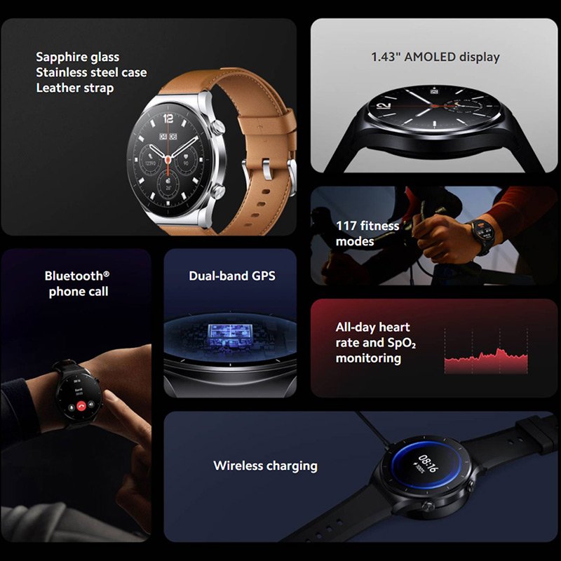 2022 New Xiaomi Watch S1 Global Version Dual-band GPS Bluetooth Phone Call Heart Rate Monitoring Smart Leather Watch Band