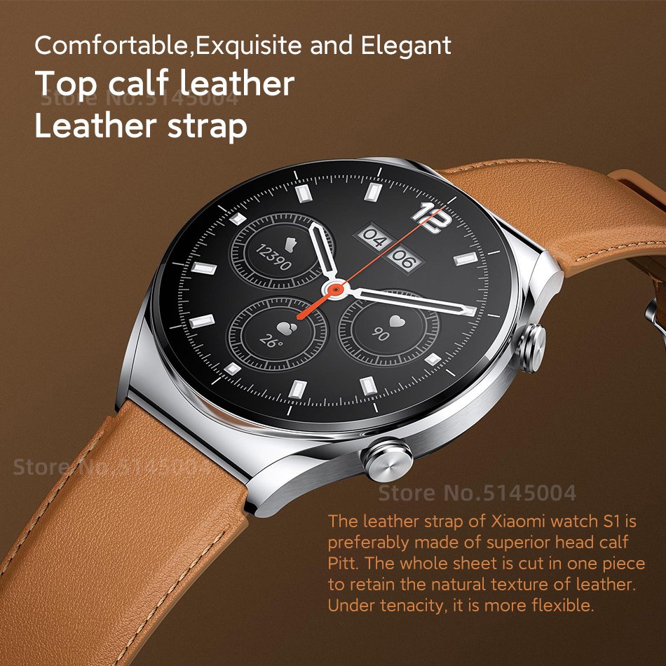 2022 New Xiaomi Watch S1 Global Version Dual-band GPS Bluetooth Phone Call Heart Rate Monitoring Smart Leather Watch Band