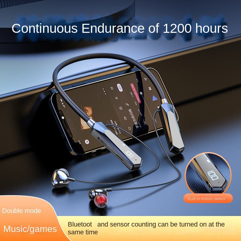New Gaming/music Neck Bluetooth Headset Black Tech 3D smart Pedometer Wireless Multi-functional Headset