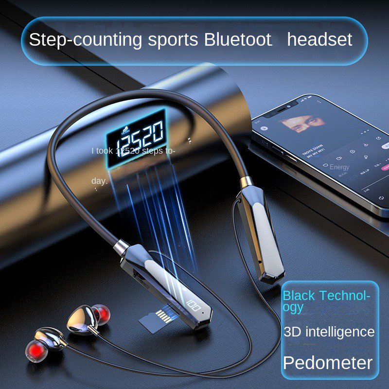 New Gaming/music Neck Bluetooth Headset Black Tech 3D smart Pedometer Wireless Multi-functional Headset