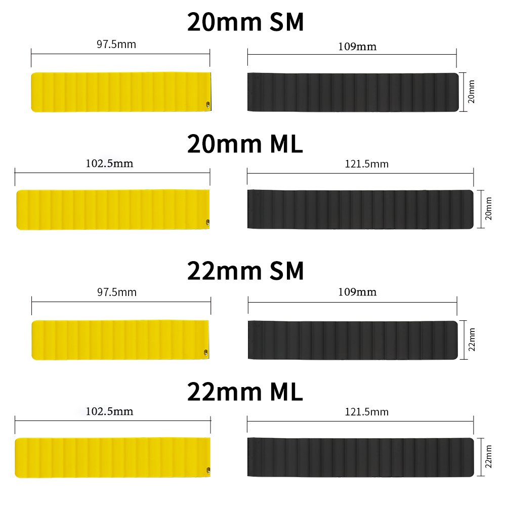 20mm 22mm Reversible Silicone Magnetic Strap Band for Samsung Smart Watch 4 5, Replacement Strap for Samsung Galaxy Watch