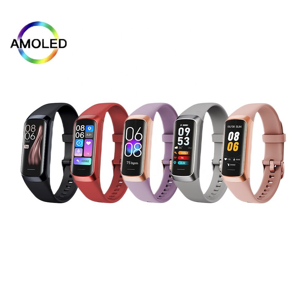 High quality Smart watch bands 1.1'' AMOLED HD screen Smart bracelets with Heart Rate swimming Water resist Fitness Tracker C60