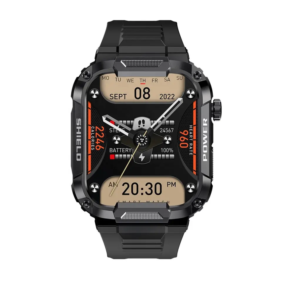Rugged Smart Watch Men For Android Ios Ftiness Watches Ip68 Waterproof 1.85'' Call Smartwatch