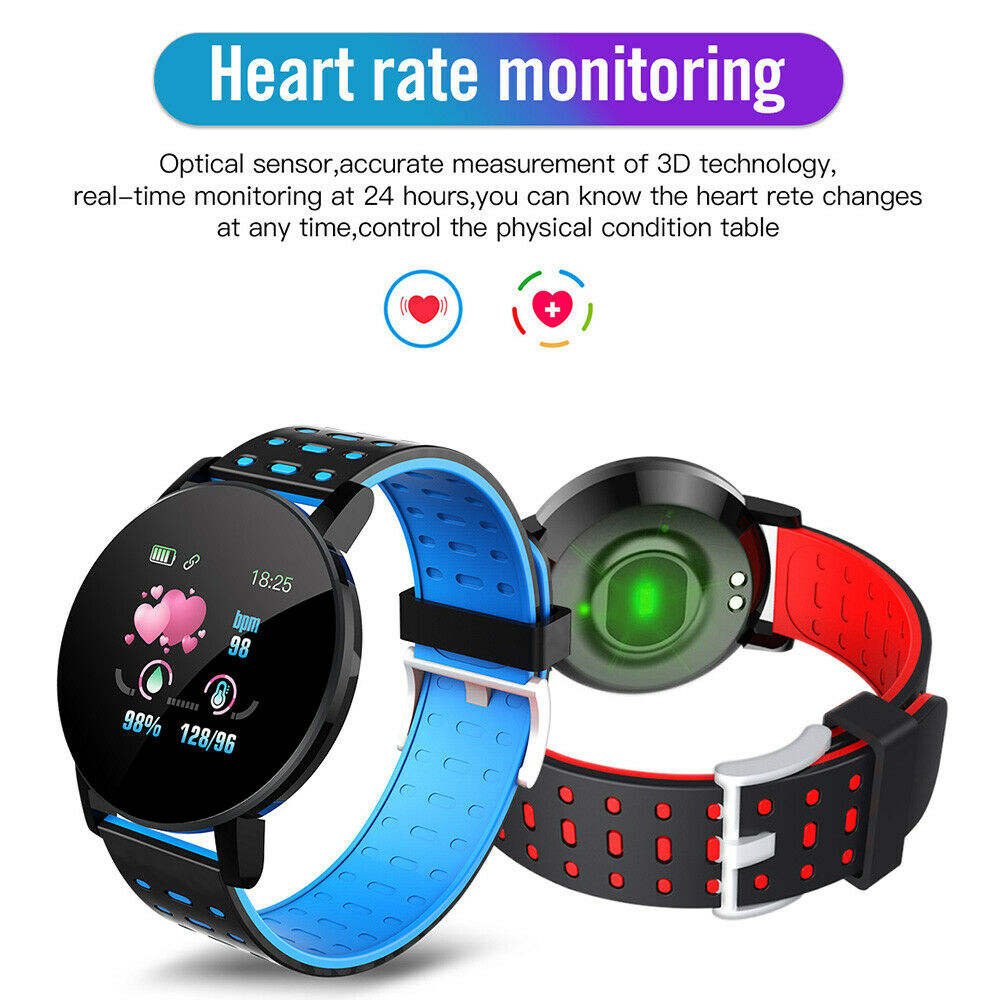 hot Sale smartwatch 119plus wrist bracelet band d18 sport wristband fitness tracker relogio inteligente 119 plus smart watch