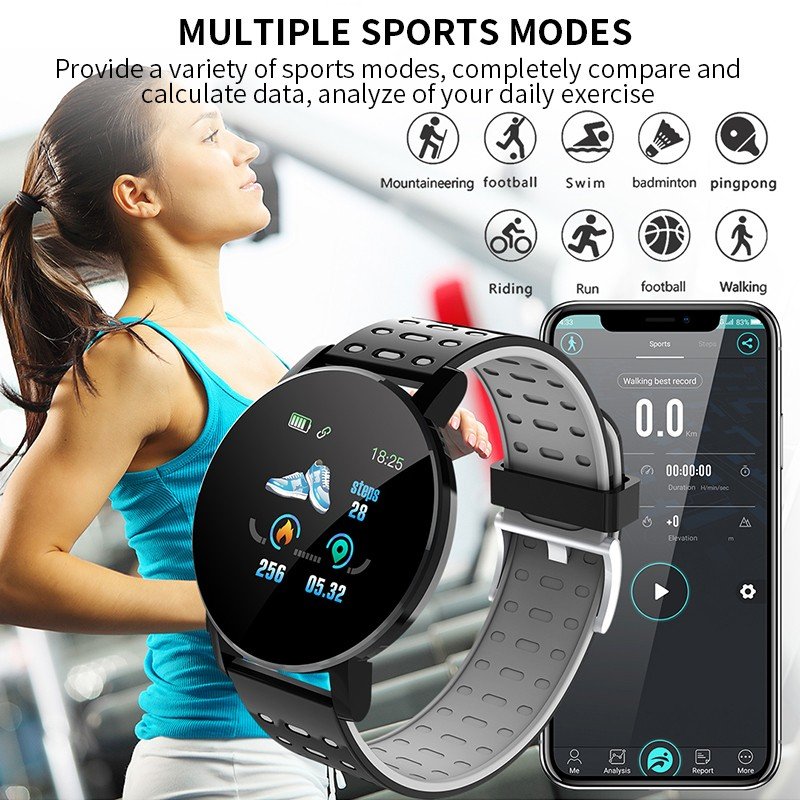 hot Sale smartwatch 119plus wrist bracelet band d18 sport wristband fitness tracker relogio inteligente 119 plus smart watch