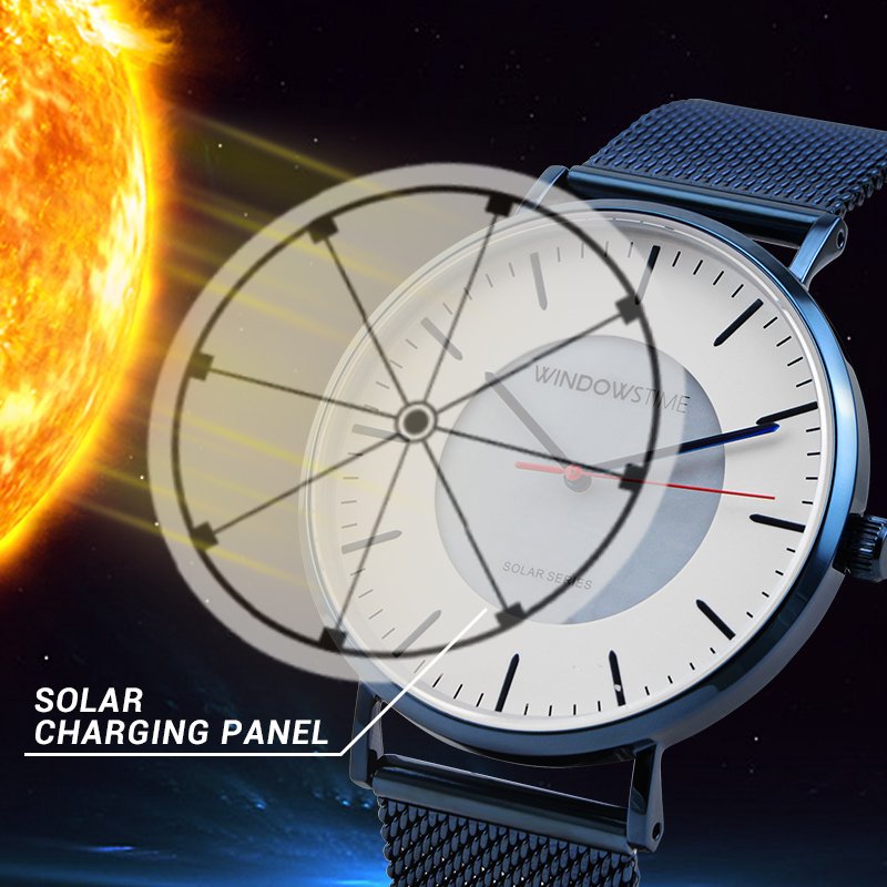OEM ODM Custom High Quality Simple Orologio Uomo Uhren Solar Paneles Battery Solar Power Energy Solar Watch For Men Women Couple