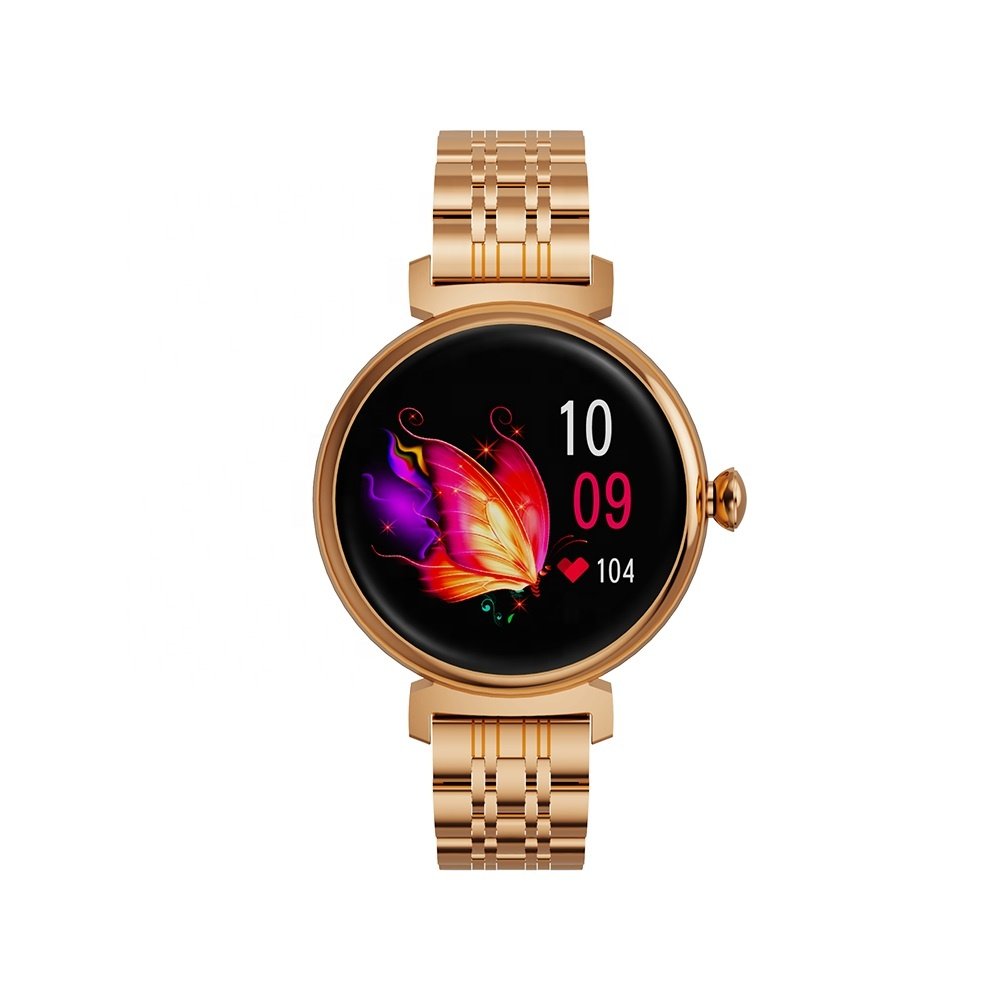 1.04 Inch AMOLED Display IP68 Elegant BT Call Steel Watch Band Women Smart Watches DM70 with Heart Rate Monitor and SpO2