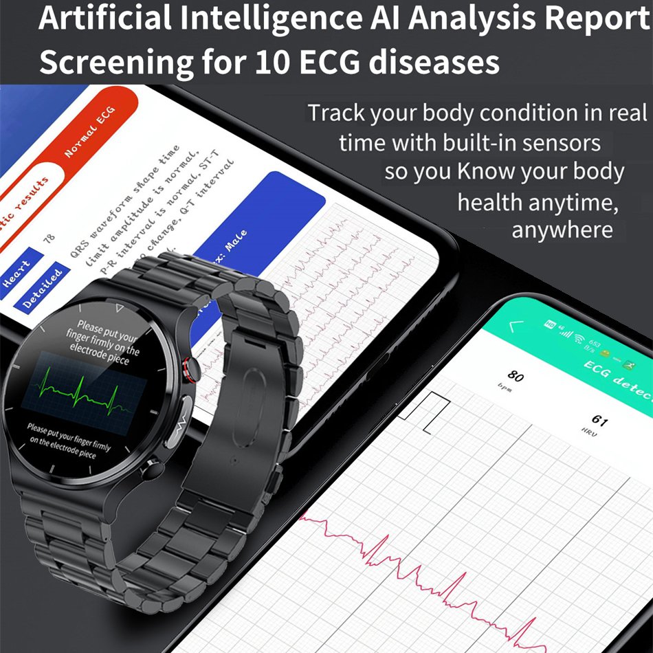 ECG+PPG Smart Watch Men Heart Rate Blood Pressure Watch Health Fiess Tracker IP68 Waterproof Smartwatch