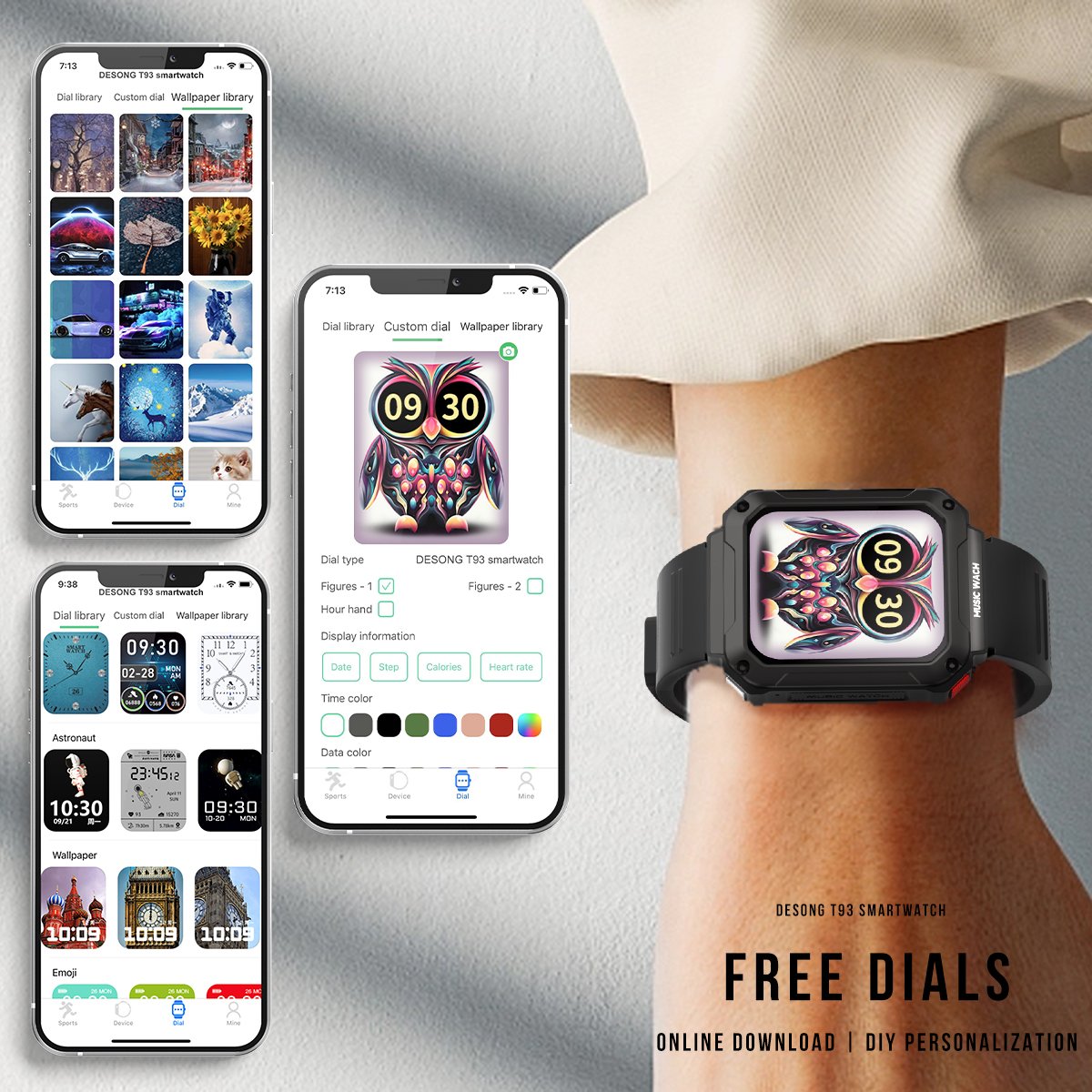 3 in 1 T93 Smart Watch with TWS Earbuds 4GB Large Memory BT Call 1.96 HD Screen Local Music Sports Men Smartwatch