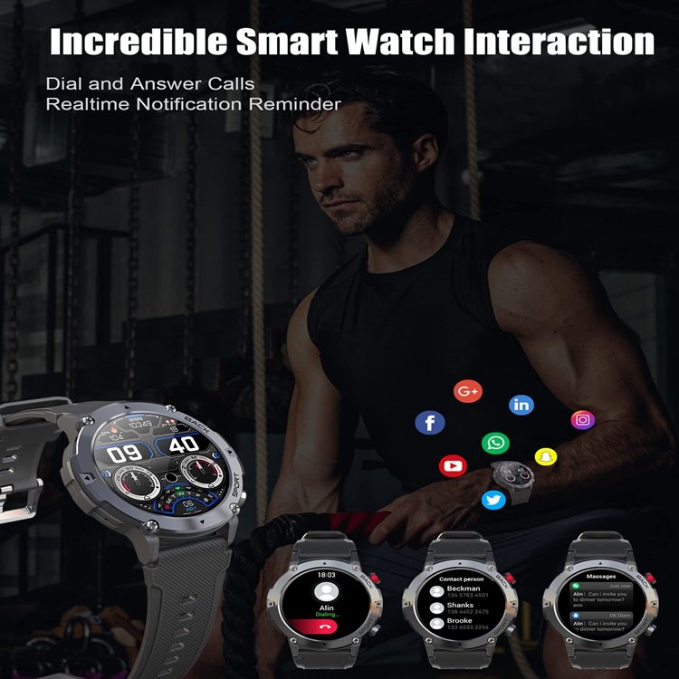 C21 Smart Watch for Men BT Call IP68 Waterproof 128M Large Memory Outdoor Sports Smartwatch 300mAh Large Battery smart watches