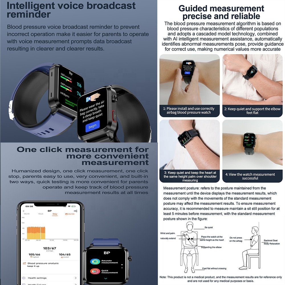 S11 Wearable airbag TRUE high precision blood pressure heart rate monitor smartwatch bracelet band smart watch S11