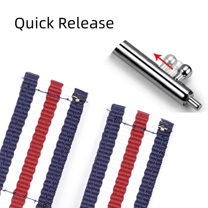 20mm 22mm Premium Nylon Watch Bands With Stainless Steel Buckle Quick Release Canvas Woven Striped Replacement Watch Strap