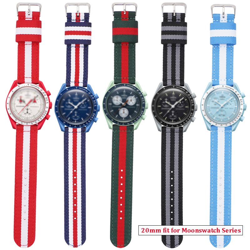 20mm 22mm Premium Nylon Watch Bands With Stainless Steel Buckle Quick Release Canvas Woven Striped Replacement Watch Strap