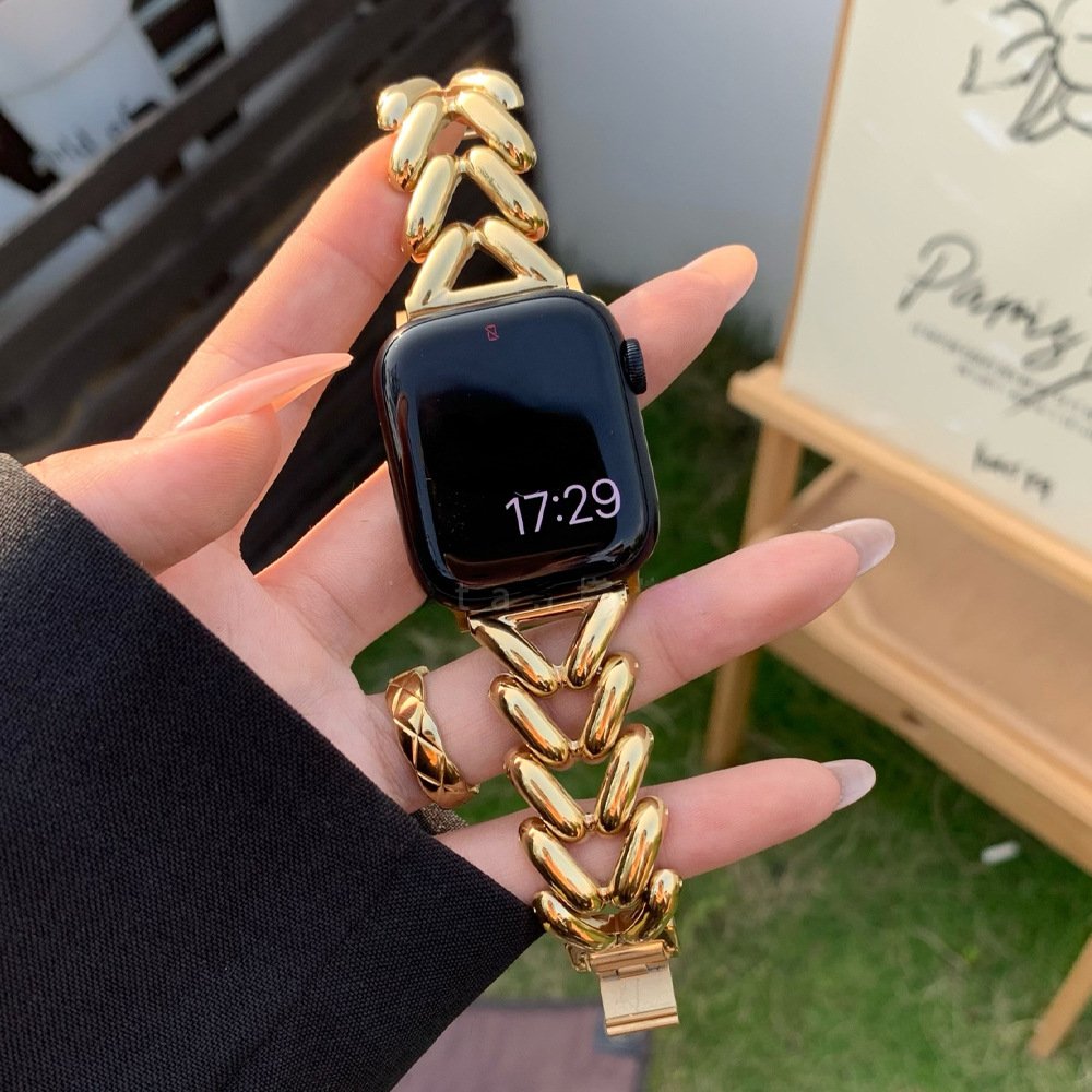 Designer Hearts Women Stainless Steel Watch Band For Apple Watch Metal Strap Smart Watch Bands Accessories 41mm 45mm
