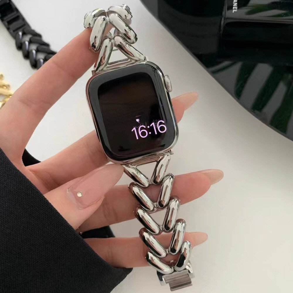 Designer Hearts Women Stainless Steel Watch Band For Apple Watch Metal Strap Smart Watch Bands Accessories 41mm 45mm
