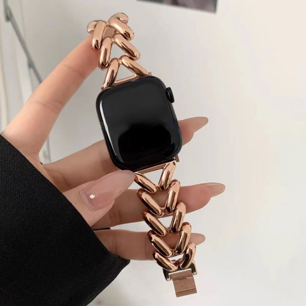Designer Hearts Women Stainless Steel Watch Band For Apple Watch Metal Strap Smart Watch Bands Accessories 41mm 45mm