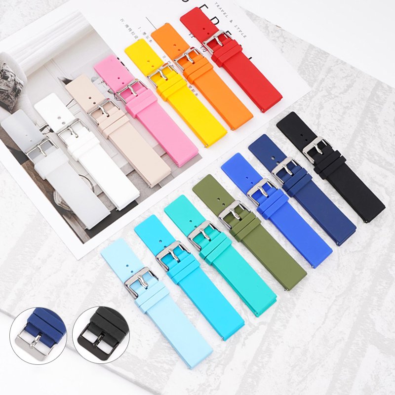 Factory Soft Silicone Watch Bands 18mm 20mm 22mm 24mm Woman Replacement Quick Release Rubber Smart Watch Bands Straps