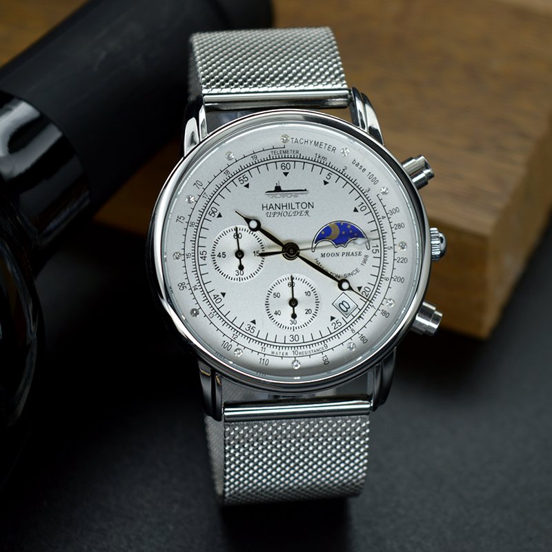 OEM ODM custom logo watches casual man waterproof steel watch multi functional movement chronograph wrist watches men