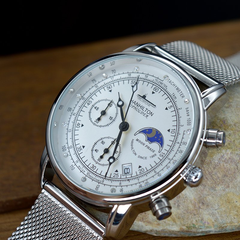 OEM ODM custom logo watches casual man waterproof steel watch multi functional movement chronograph wrist watches men