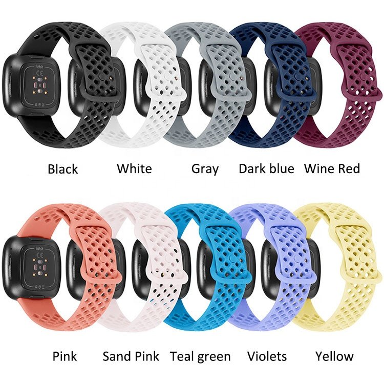 For Fitbit Versa 3/4 Sport Smart Watch Bands Accessories-Soft Silicone Wristband Rubber Watch Strap in White Color