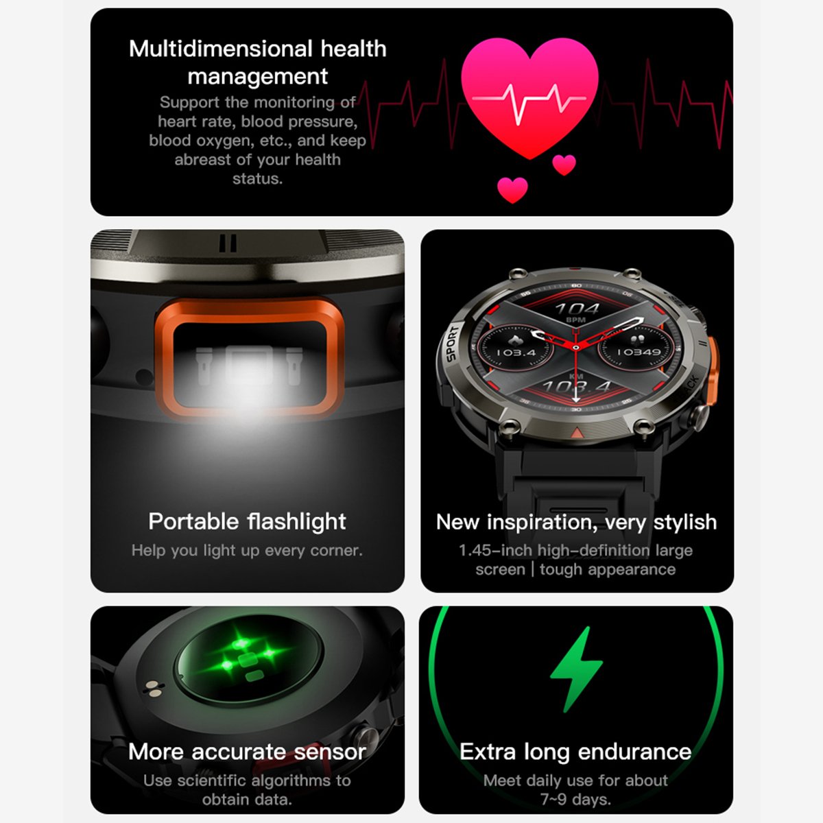 Fashion Round S100 Smartwatch Calling Function Android Watch Mens Waterproof Touch Multiple sports modes Smart Watches