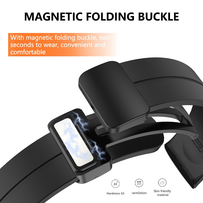 Wholesale Silicon Band for Huawei Watch Fit Bracelet with Magnetic Folding Buckle Soft 20mm Rubber Smart Watch Strap