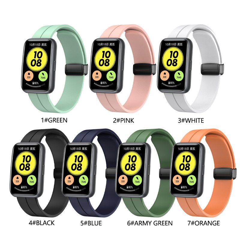 Wholesale Silicon Band for Huawei Watch Fit Bracelet with Magnetic Folding Buckle Soft 20mm Rubber Smart Watch Strap