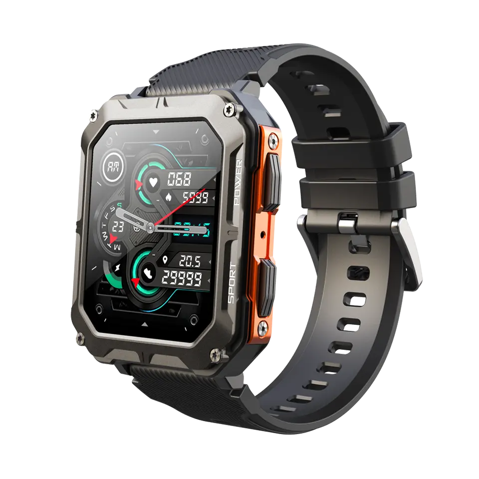 2024 Outdoor Smart Watch for Men BT Call IP68 Waterproof Large Memory Outdoor Sports Smartwatch 380mAh Large Battery