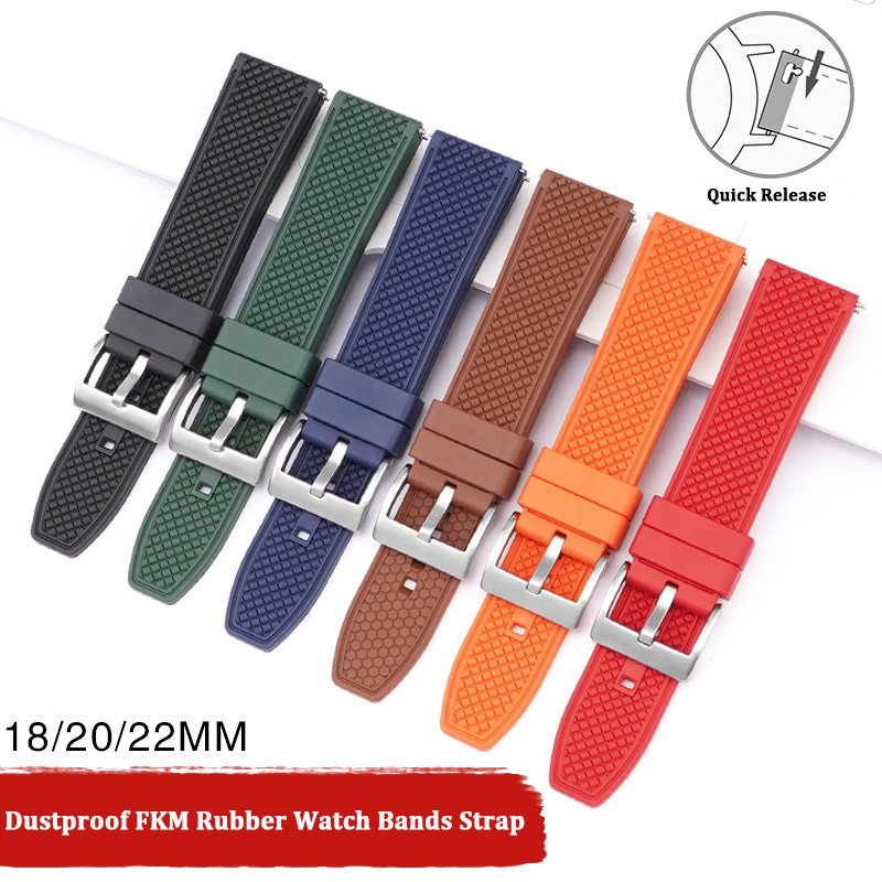 Waterproof FKM Rubber Watch Strap for Huawei GT2Pro GT3 Smart Watches High Quality 18mm 20mm 22mm Fluororubber Watch Bands