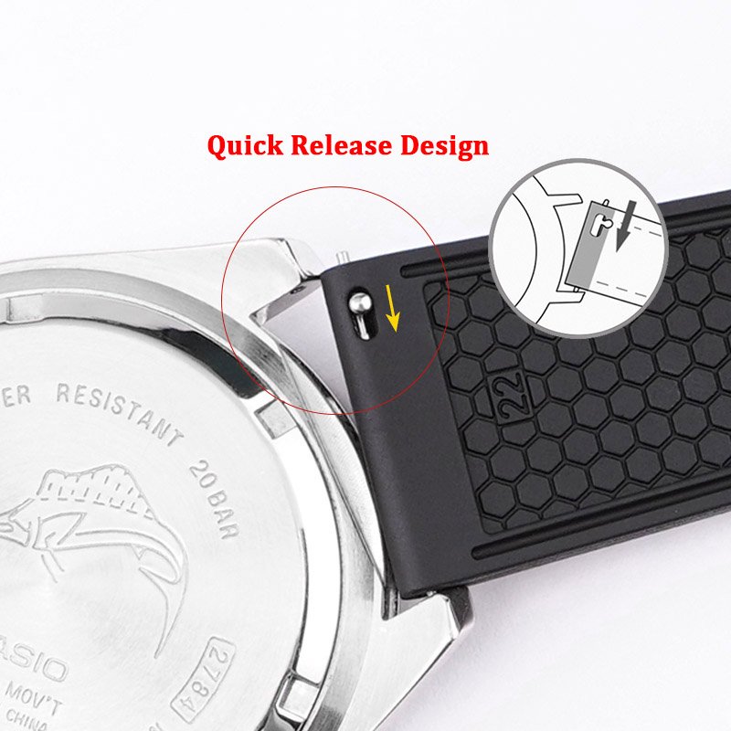 Waterproof FKM Rubber Watch Strap for Huawei GT2Pro GT3 Smart Watches High Quality 18mm 20mm 22mm Fluororubber Watch Bands