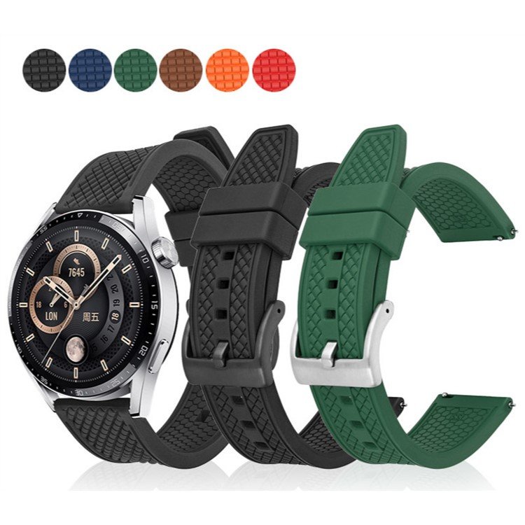 Waterproof FKM Rubber Watch Strap for Huawei GT2Pro GT3 Smart Watches High Quality 18mm 20mm 22mm Fluororubber Watch Bands