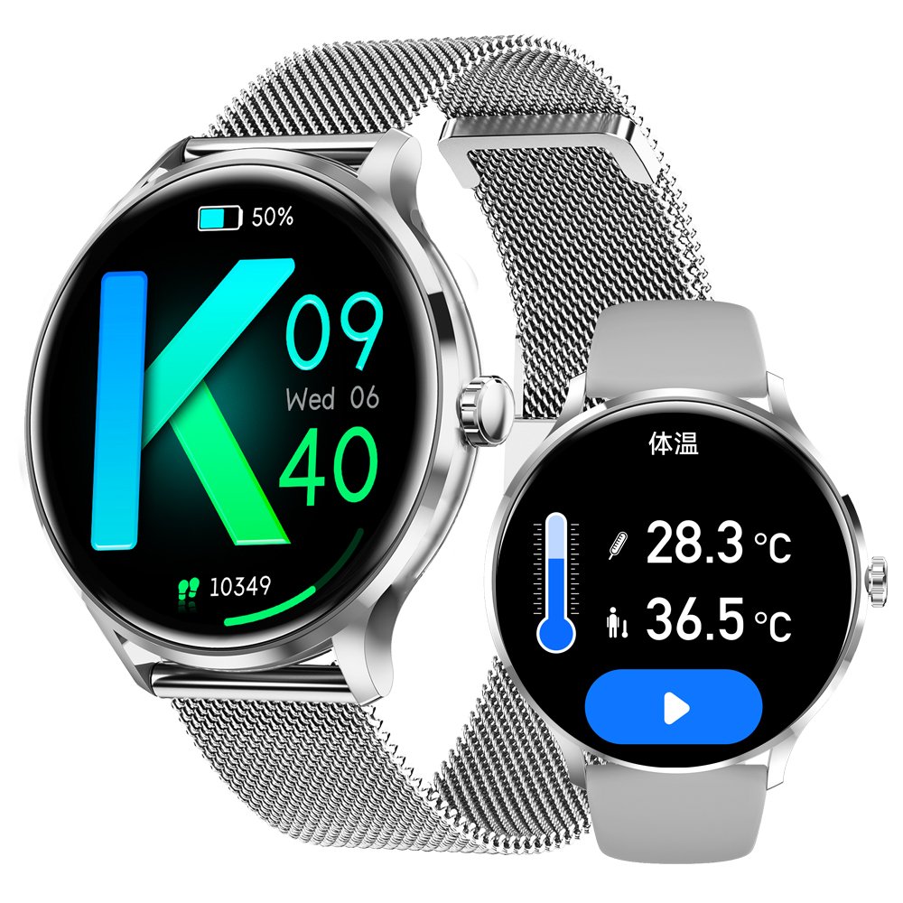 KM10 Smart Watch with Silicone Strap, Ladies Health Reminder Body Temperature Answer Call 260mAh Large Battery