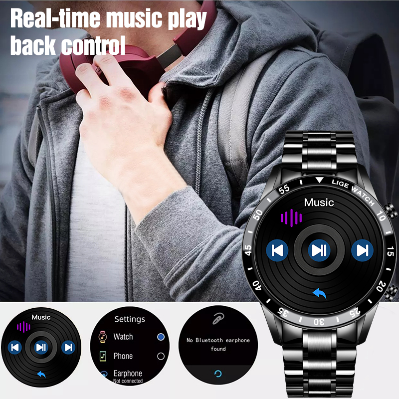 2022 Lige 0189 Fashion Smartwatch Call Heart Rate Monitoring Music Control Waterproof Sports reloj smart watch