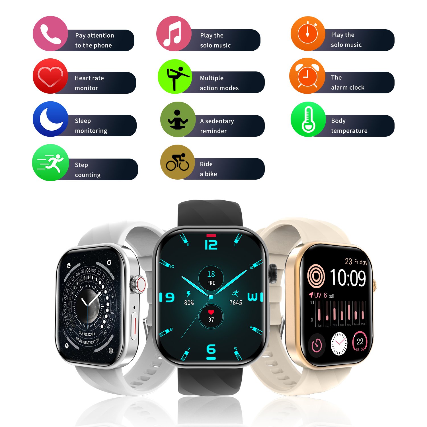 Factory Price Fashion Smartwatch Touch Screen APP Control Women Men Fitness Monitor Camera Feature BT Call Smart Watch