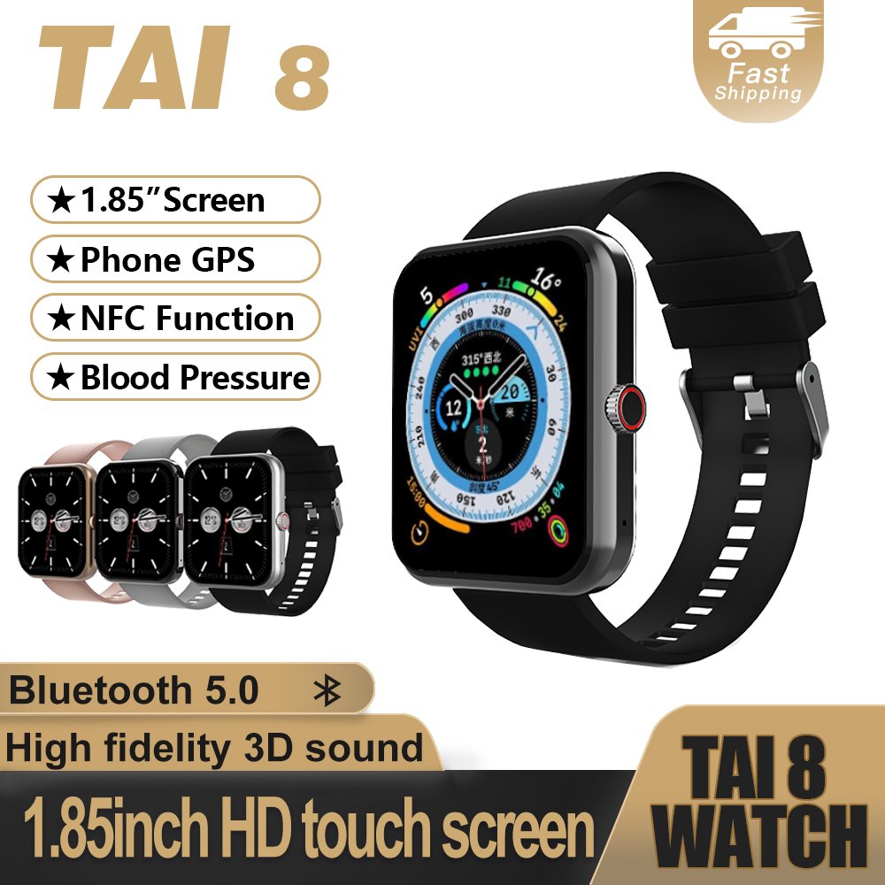 TAI8 1.85 inch full screen touch Smart watch for men Bluetooth call information reminder Smart watch original branded