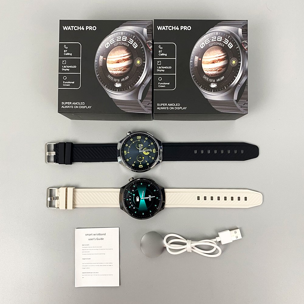 2024 Pro 4 Smart Watch 1.86'' Big Screen AMOLED Display Outdoor Sport BT Calling Round Waterproof Smartwatch for Men