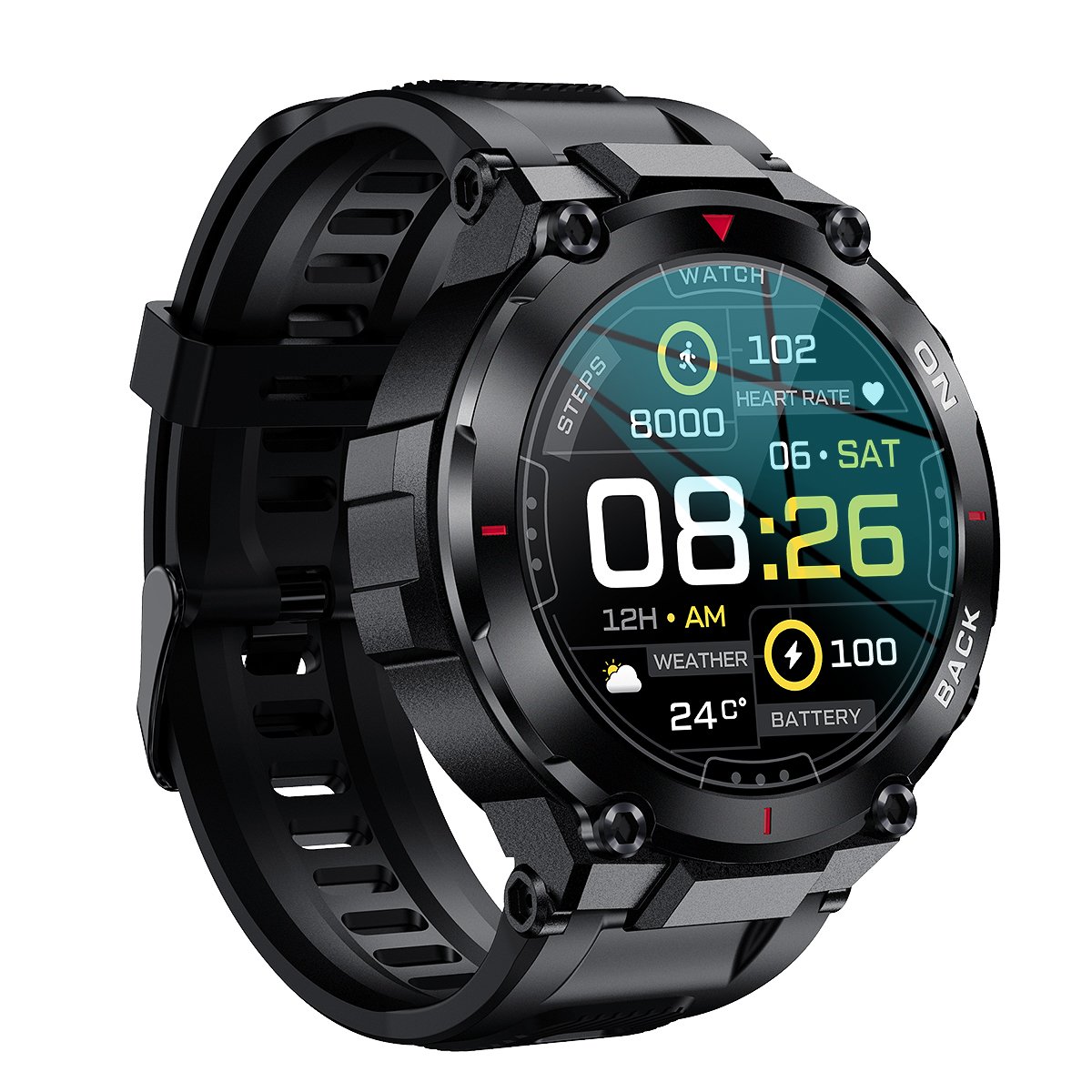 K37 GPS Sports Smartwatch 480mAh Big Battery Blood Oxygen Heart Rate Monitoring Smart Watch Men Sleep