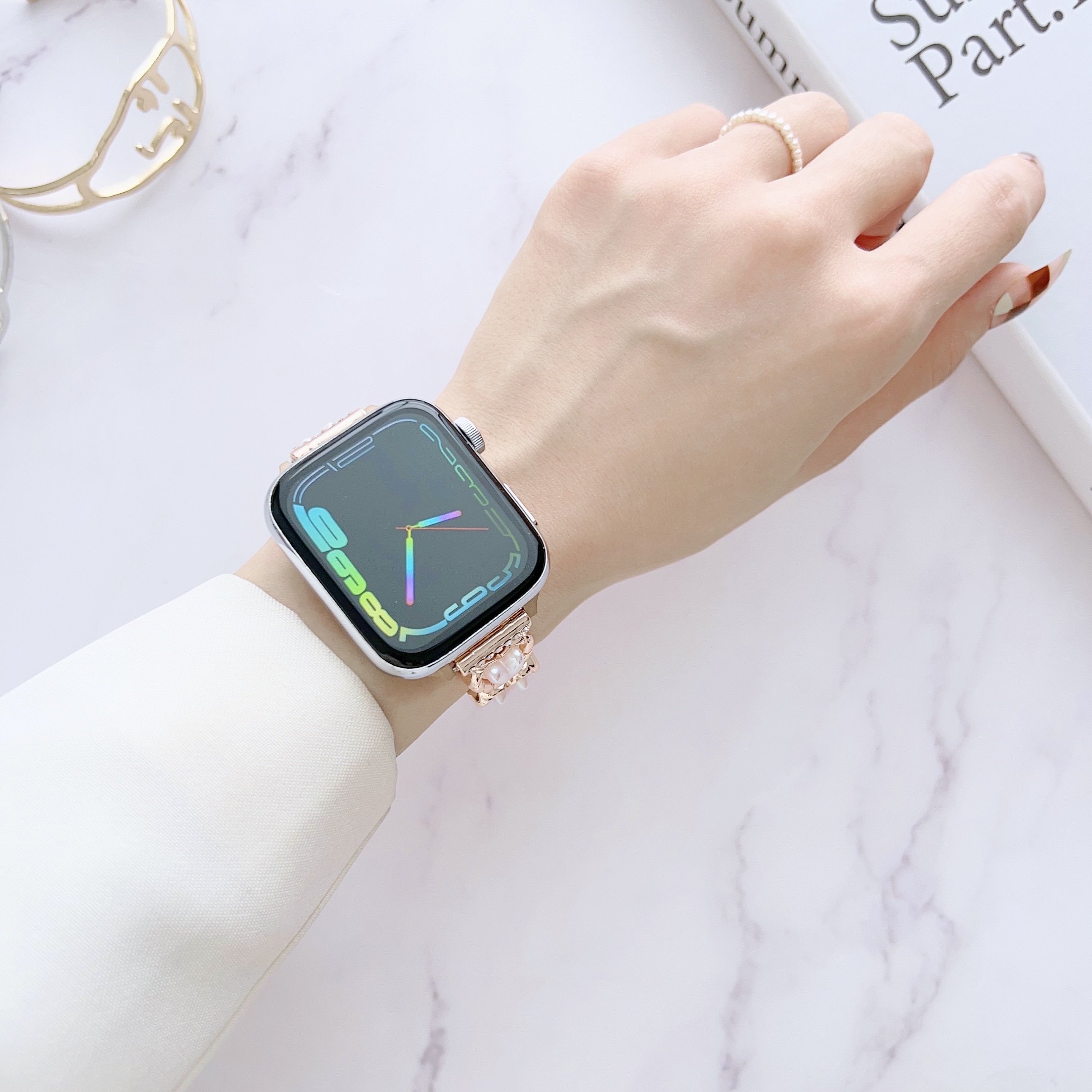 new arrival luxury Metal Smart Watch Strap Chain 1 2 3 5 6 7 8 Stainless Steel Watch Band For Apple 44 40 45 49 4142 38 mm