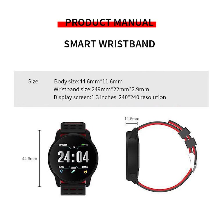 D18 119Plus Factory wholesale price Smart Watch Fitness Tracker Heart Rate Monitor Watch Smart Band D18 Smart Bracelet
