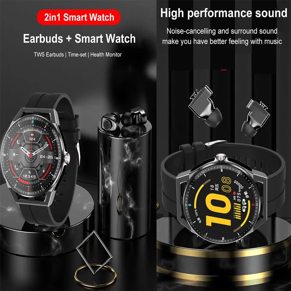 New Design Smart Watch T20 2 in 1 with Earphones unique designed 2 in 1 watch smart watch earbuds 2 in 1 with smart band brace