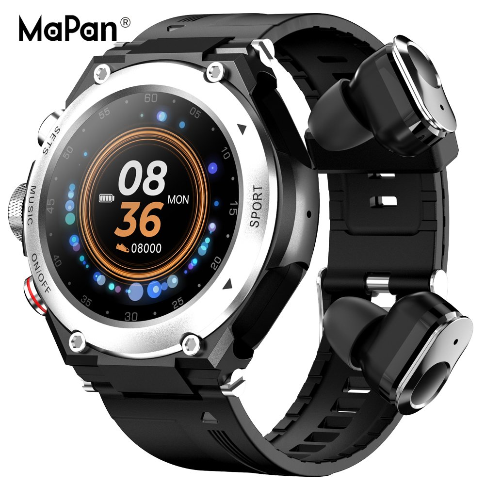 Customization OEM Heart Rate Sleep Blood Oxygen Blood Pressure Wireless Earbuds Health Wrist Smart Watch with Bluetooth Earphone