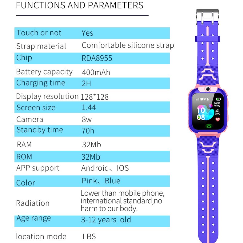 BOL MercadoLibre best seller Q12 Q19 kids smart watch daily life waterproof smart watches with SIM card flashlight camera SOS