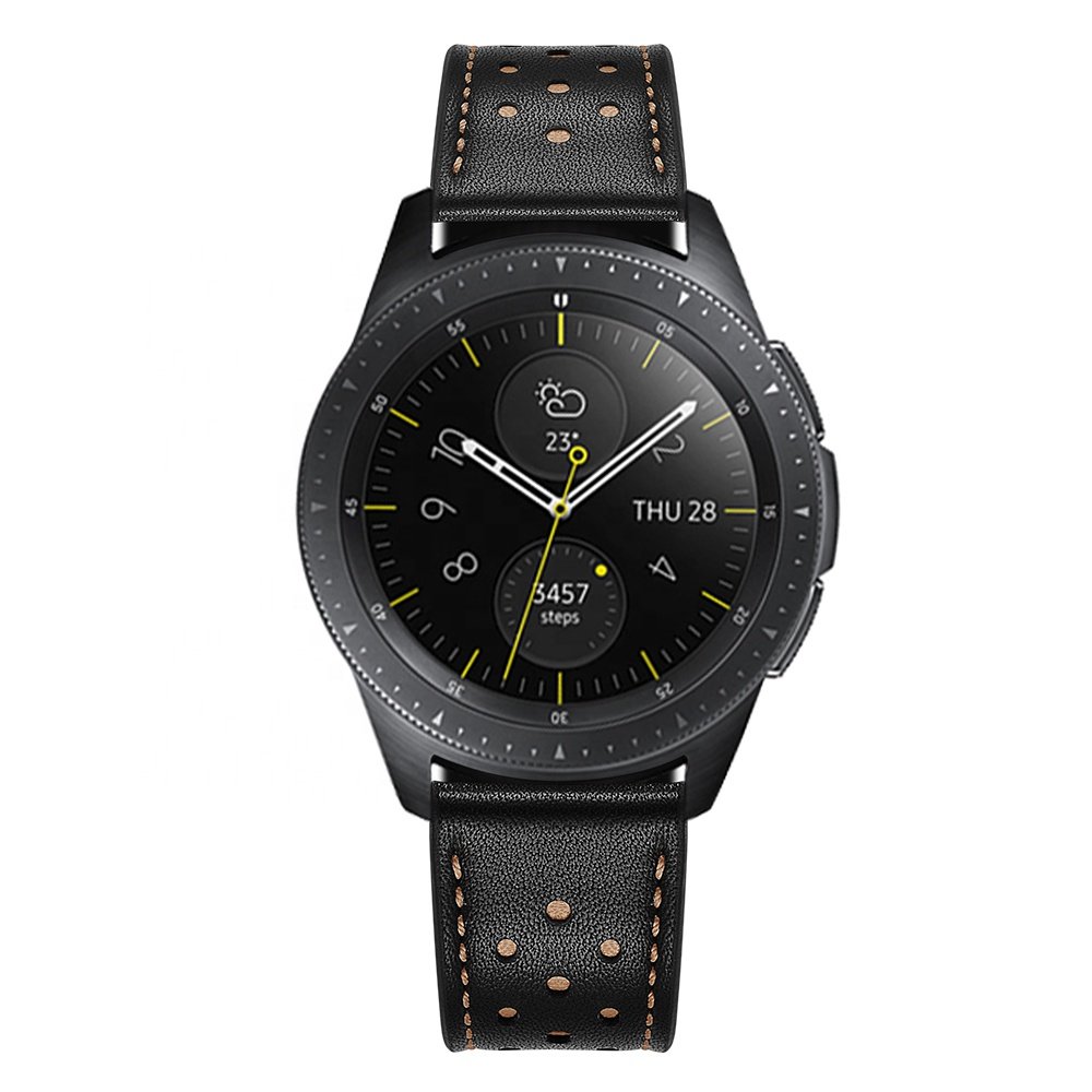 Newest 20mm 22mm genuine leather smart watch band for samsung galaxy watch 4 classic 3 active 2 S3 gear Sport