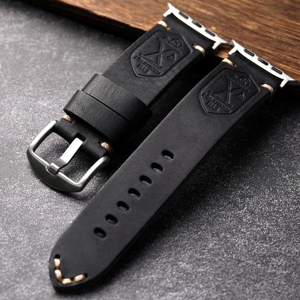 Handmade High Quality Retro Genuine Leather Smart Watch Strap For Apple.Watch Ultra 9 8 7 6 5 4 44mm 45mm 49mm Men Watch Band